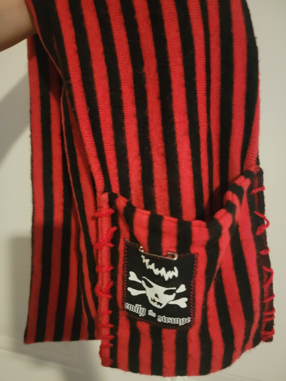 Red and Black Striped Knit Scarf Emily The Strange Vintage